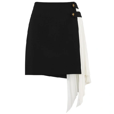 Shop Givenchy Monochrome Wool And Silk Mini Skirt In Black And White