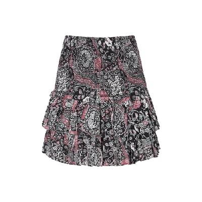 Shop Isabel Marant Étoile Naomi Printed Cotton Mini Skirt In Black