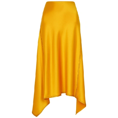 Shop Sies Marjan Darby Yellow Satin Midi Skirt