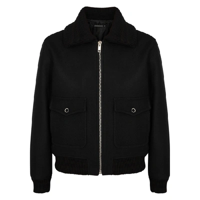 Shop Givenchy Black Logo Wool Jacket