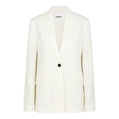 Shop Jil Sander Ivory Woven Blazer