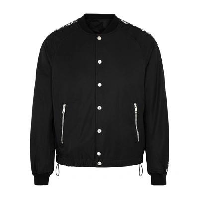 Shop Balmain Black Logo-taping Shell Bomber Jacket