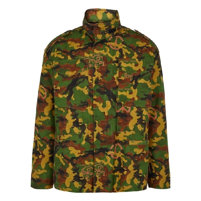 Shop Off-white Camouflage Printed Cotton Jacket In Multicoloured