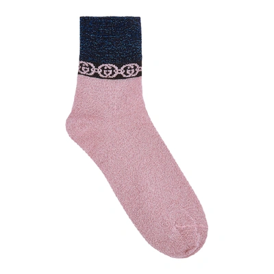 Shop Gucci Pink Metallic-weave Socks