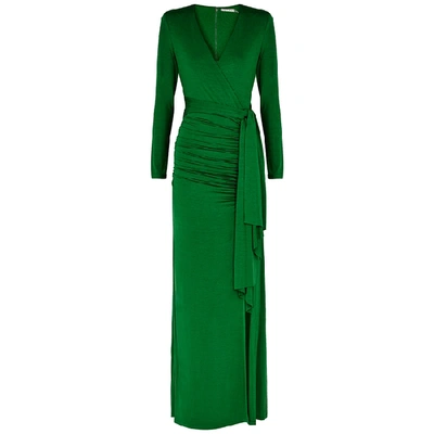Shop Alice And Olivia Kyra Green Ruched Jersey Gown