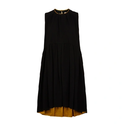 Shop Roksanda Lizza Black Satin-trimmed Dress