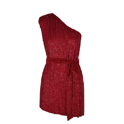 Shop Retroféte Ella Red One-shoulder Sequin Mini Dress
