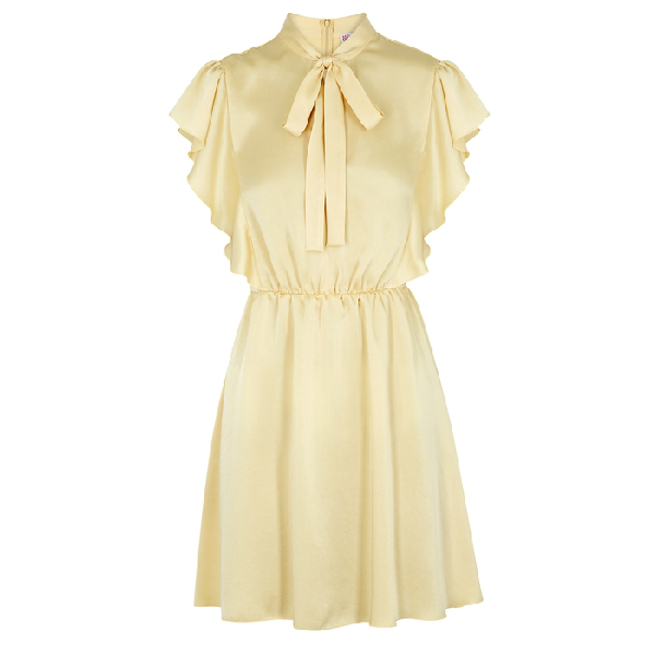 pale yellow satin dress