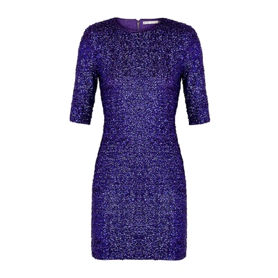 Shop Alice And Olivia Inka Purple Sequin Mini Dress