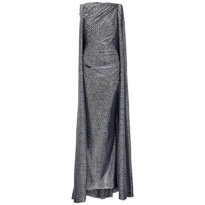 Shop Talbot Runhof Bonoso Metallic Cape-effect Gown In Silver