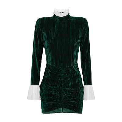 Shop Rotate Birger Christensen Miki Green Crushed Velvet Mini Dress
