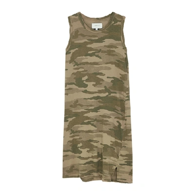 Shop Current Elliott The Muscle Camouflage-print Cotton Mini Dress In Green
