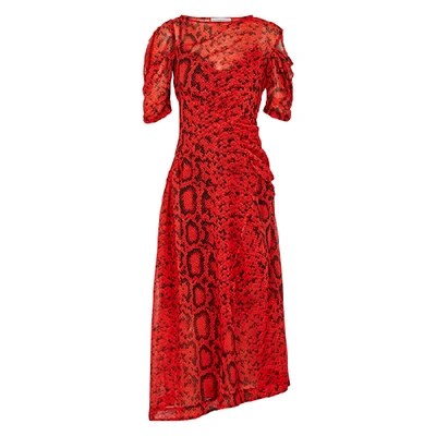 Shop Preen By Thornton Bregazzi Franny Snake-print Chiffon Midi Dress In Red