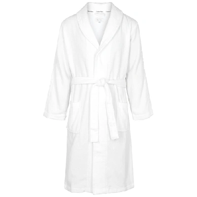 Shop Calvin Klein Navy Terrycloth Robe In White