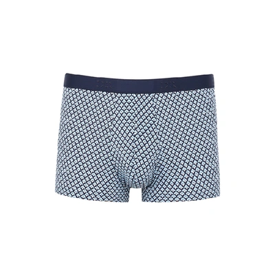 Shop Derek Rose Star 15 Printed Stretch-cotton Boxer Briefs In Blue