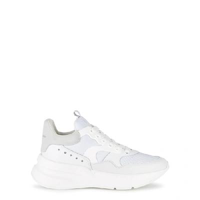 Shop Alexander Mcqueen Oversized Runner White Leather Sneakers