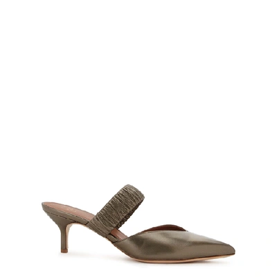 Shop Malone Souliers Matilda 45 Gold Leather Mules In Gunmetal