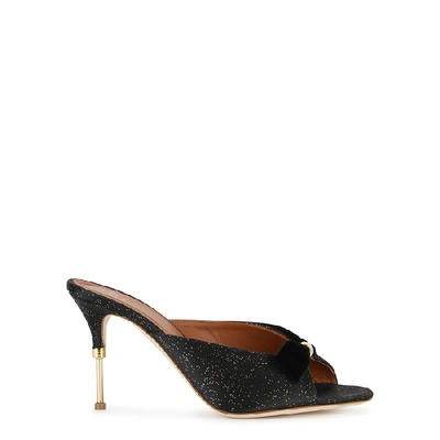 Shop Malone Souliers Paige 85 Black Flecked Satin Mules