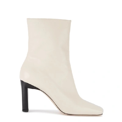 Shop Wandler Isa 85 Panelled Leather Ankle Boots In Off White