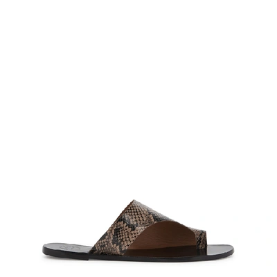 Shop Atp Atelier Rosa Snake-effect Leather Sandals In Brown