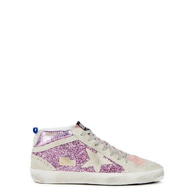 Shop Golden Goose Mid Star Pink Glittered Sneakers