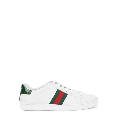 Shop Gucci New Ace White Leather Sneakers