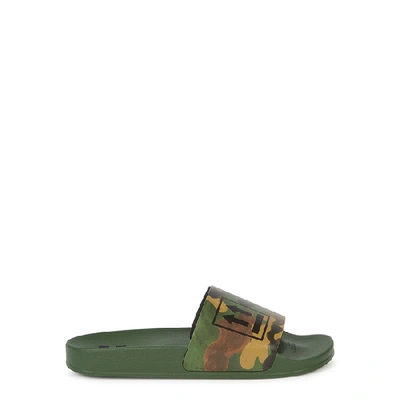 Shop Off-white Arrows Camouflage-print Sliders In Khaki