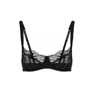 Fleur Of England Signature Black Lace Balcony Bra In Black
