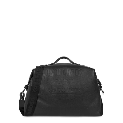Shop Dsquared2 Black Logo-embossed Leather Holdall