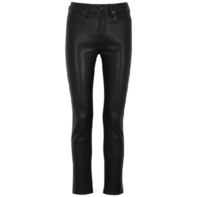 Shop Citizens Of Humanity Harlow Black Slim-leg Leather Trousers
