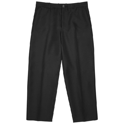 Shop Balenciaga Black Cropped Twill Trousers