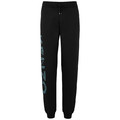 Shop Kenzo Black Logo-embellished Cotton Sweatpants