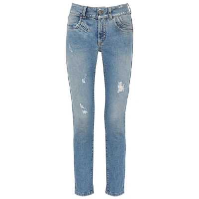 Shop Givenchy Blue Distressed Skinny Jeans In Denim