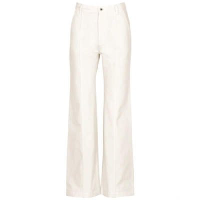 Shop Loewe White Flared Wide-leg Jeans
