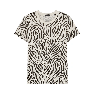 Shop Atm Anthony Thomas Melillo Schoolboy Zebra-print Slubbed Cotton T-shirt In Black And White