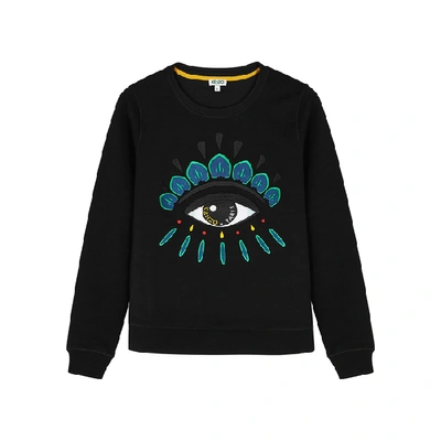 Shop Kenzo Black Eye-embroidered Cotton Sweatshirt