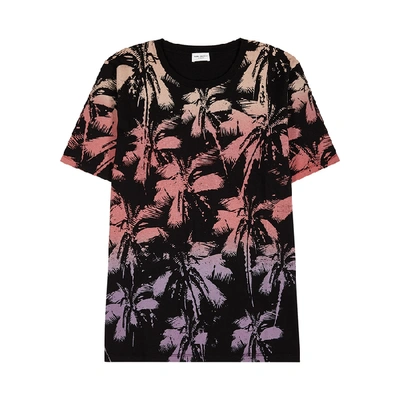 Shop Saint Laurent Palm Tree-print Cotton T-shirt In Multicoloured