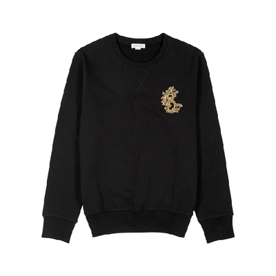 Shop Alexander Mcqueen Black Embroidered Cotton Sweatshirt