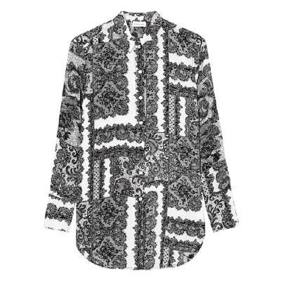 Shop By Malene Birger Cologne Monochrome Lace-print Shirt In Black And White