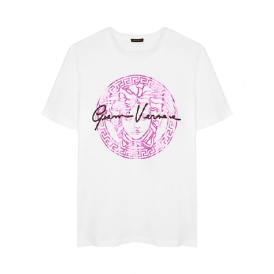 Shop Versace White Medusa Logo Cotton T-shirt