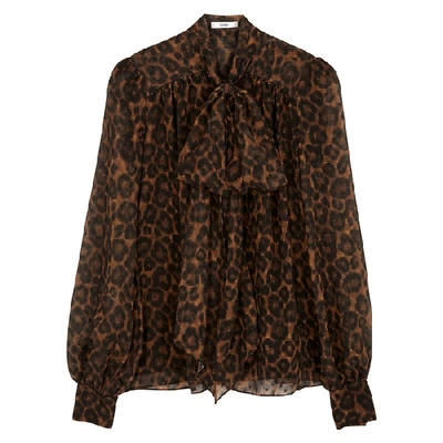 Shop Erdem Lucien Leopard-print Voile Blouse In Brown