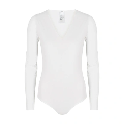 Shop Wolford Vermont White Stretch-jersey Bodysuit
