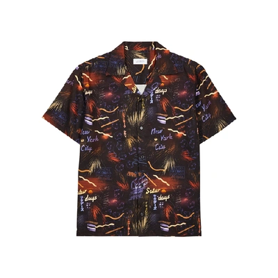 Shop Saturdays Surf Nyc Black Printed Twill Shirt