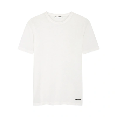 Shop Jil Sander White Slubbed Cotton T-shirt