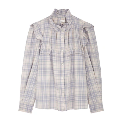Shop Isabel Marant Étoile Idety Checked Ruffle-trimmed Cotton Shirt In Pink