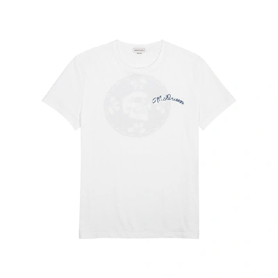 Shop Alexander Mcqueen White Logo-embroidered Cotton T-shirt