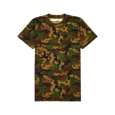 Shop Off-white Camouflage Printed Cotton T-shirt In Multicoloured