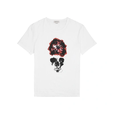 Shop Alexander Mcqueen White Printed Cotton T-shirt