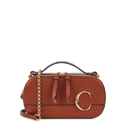 Shop Chloé C Vanity Mini Leather Cross-body Bag In Brown