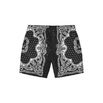 Shop Dolce & Gabbana Black Bandana-print Shell Shorts In Black And White